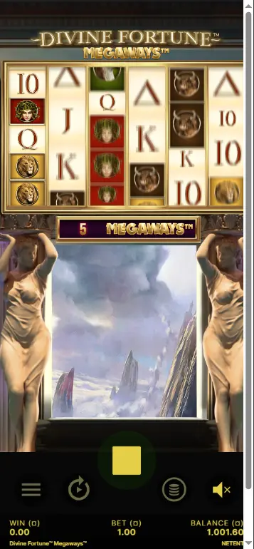 Free spins-aktiveringsskärm med antal Scatters visat